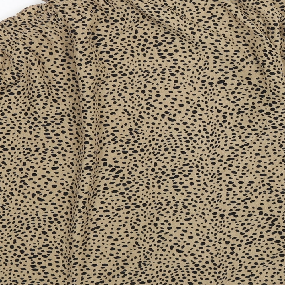 SheIn Womens Brown Polka Dot  Basic Blouse Size S  - one arm