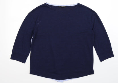dunnes Womens Blue Striped Knit Pullover Jumper Size M  - shirt back