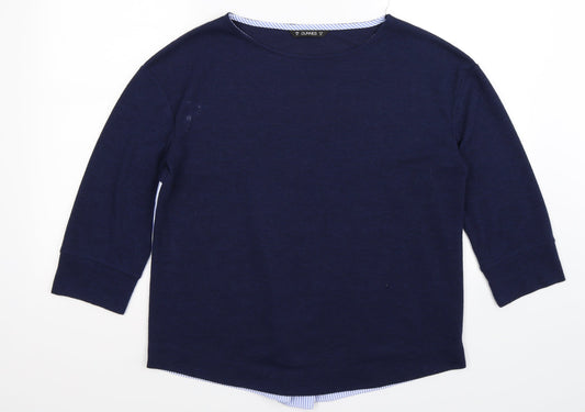 dunnes Womens Blue Striped Knit Pullover Jumper Size M  - shirt back