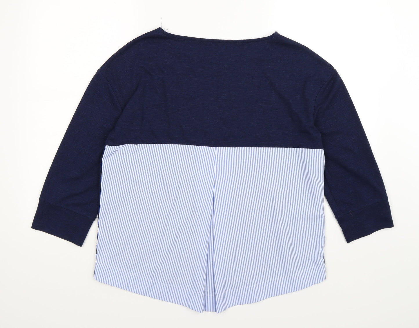 dunnes Womens Blue Striped Knit Pullover Jumper Size M  - shirt back