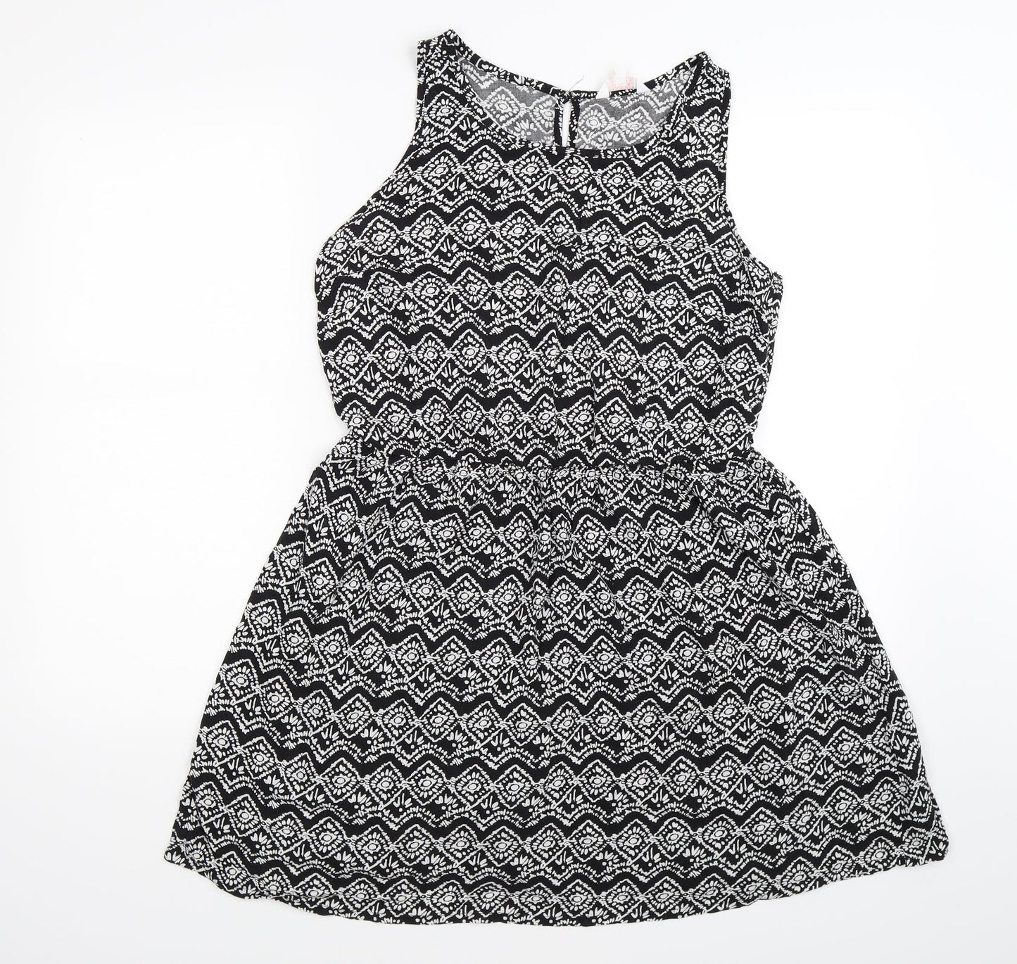 Papaya Womens Black Floral Knit Fit & Flare  Size 12