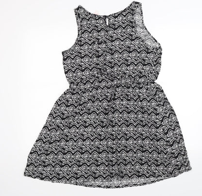 Papaya Womens Black Floral Knit Fit & Flare  Size 12