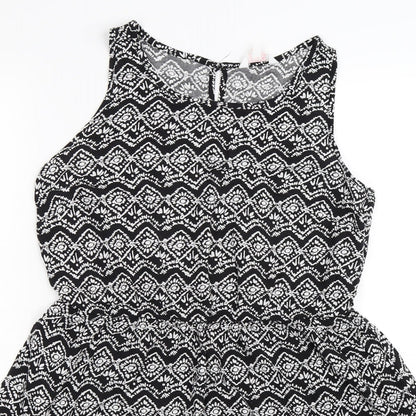 Papaya Womens Black Floral Knit Fit & Flare  Size 12