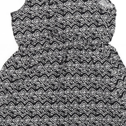 Papaya Womens Black Floral Knit Fit & Flare  Size 12