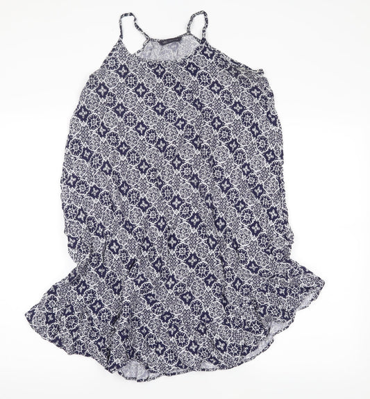 m&s Womens Blue Floral  Basic Blouse Size 10