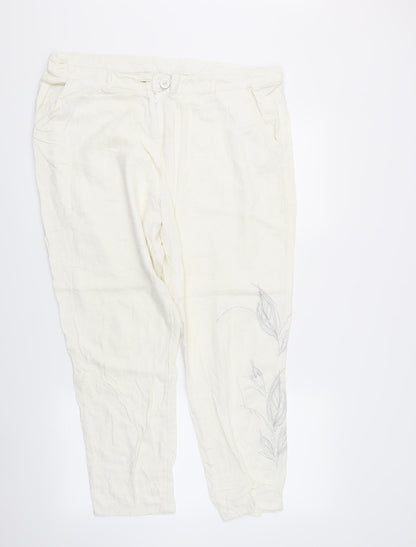 Bonmarché Womens White Floral  Trousers   L26 in
