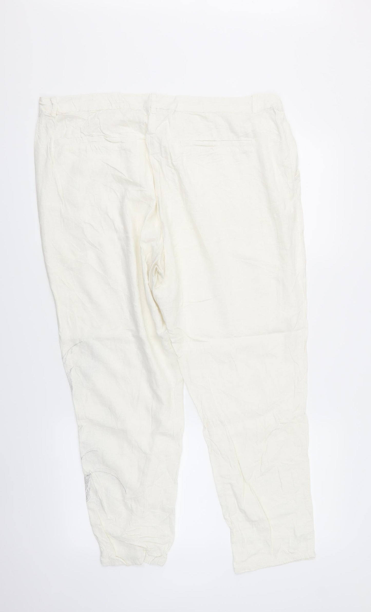 Bonmarché Womens White Floral  Trousers   L26 in