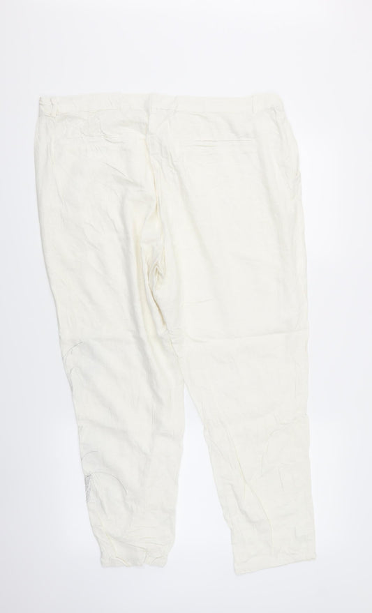 Bonmarché Womens White Floral  Trousers   L26 in