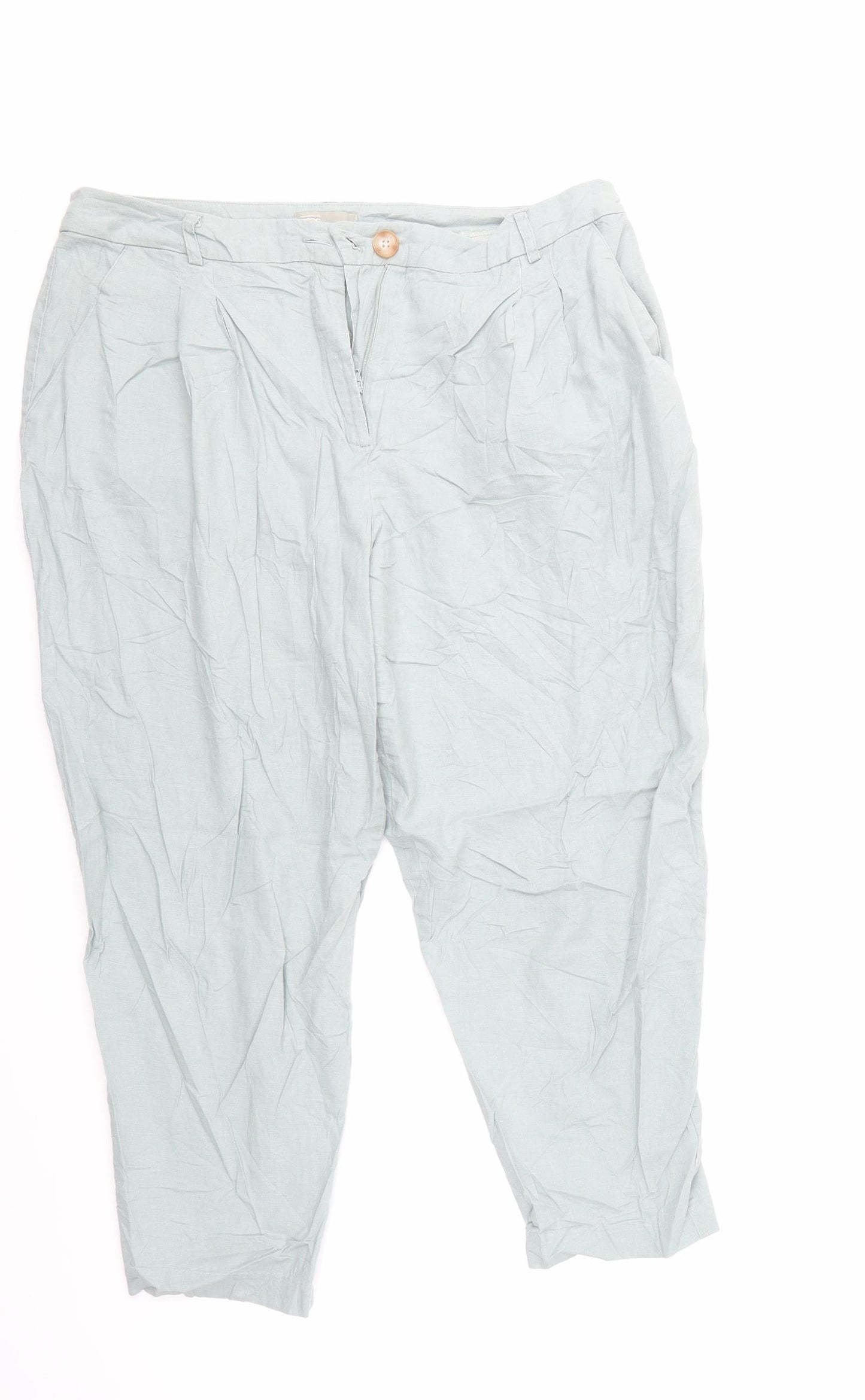 Womens UK Size 14 ASOS Regular Fit Cropped Green Trousers