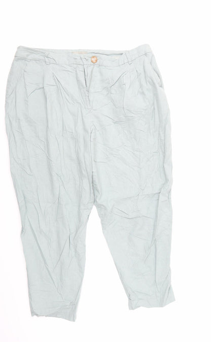Womens UK Size 14 ASOS Regular Fit Cropped Green Trousers