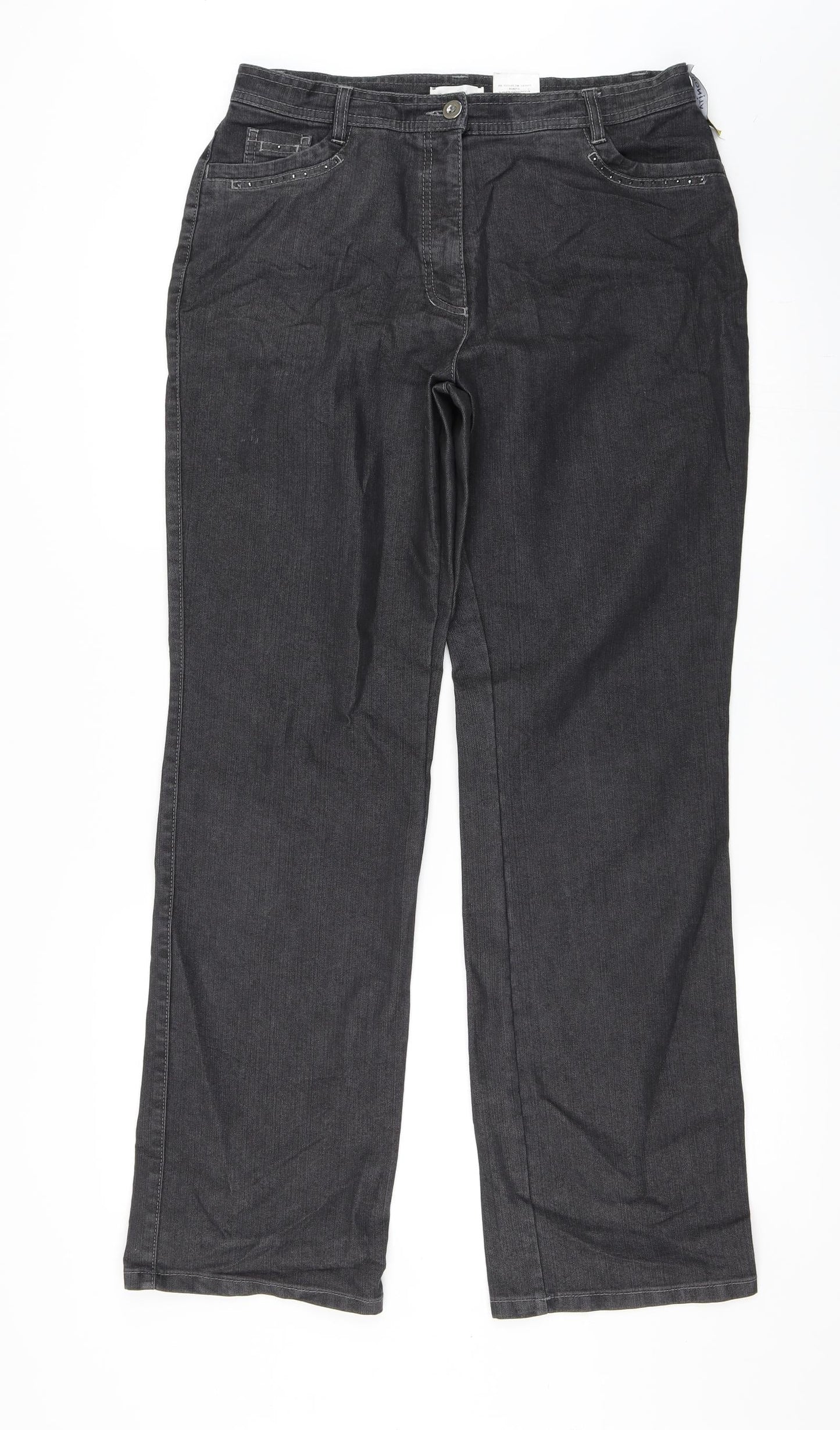 Womens UK Size 32 in Bonita Regular Fit Wide-Leg Grey Jeans