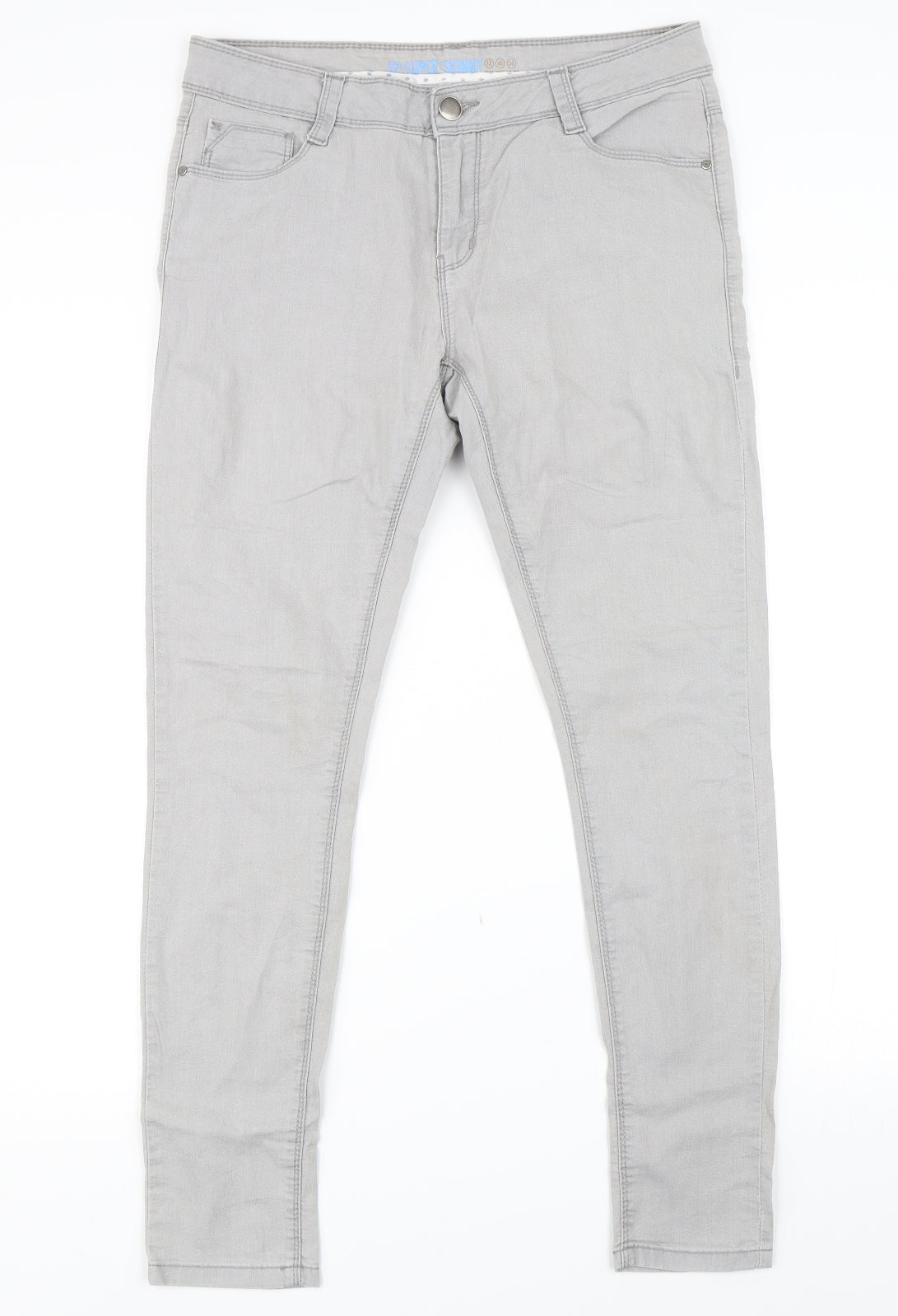 Womens UK Size 12 Preworn Regular Fit Skinny Grey Jeans