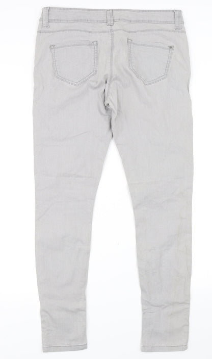 Womens UK Size 12 Preworn Regular Fit Skinny Grey Jeans