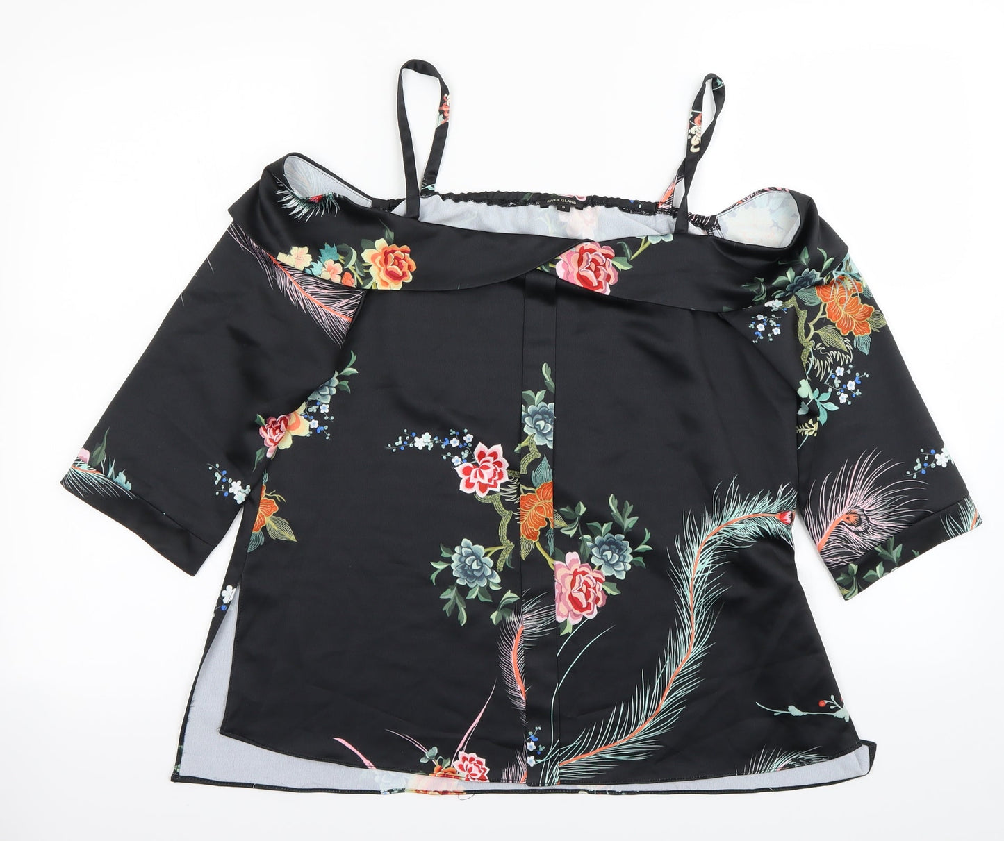 Womens UK Size 8 River Island Black Basic Blouse