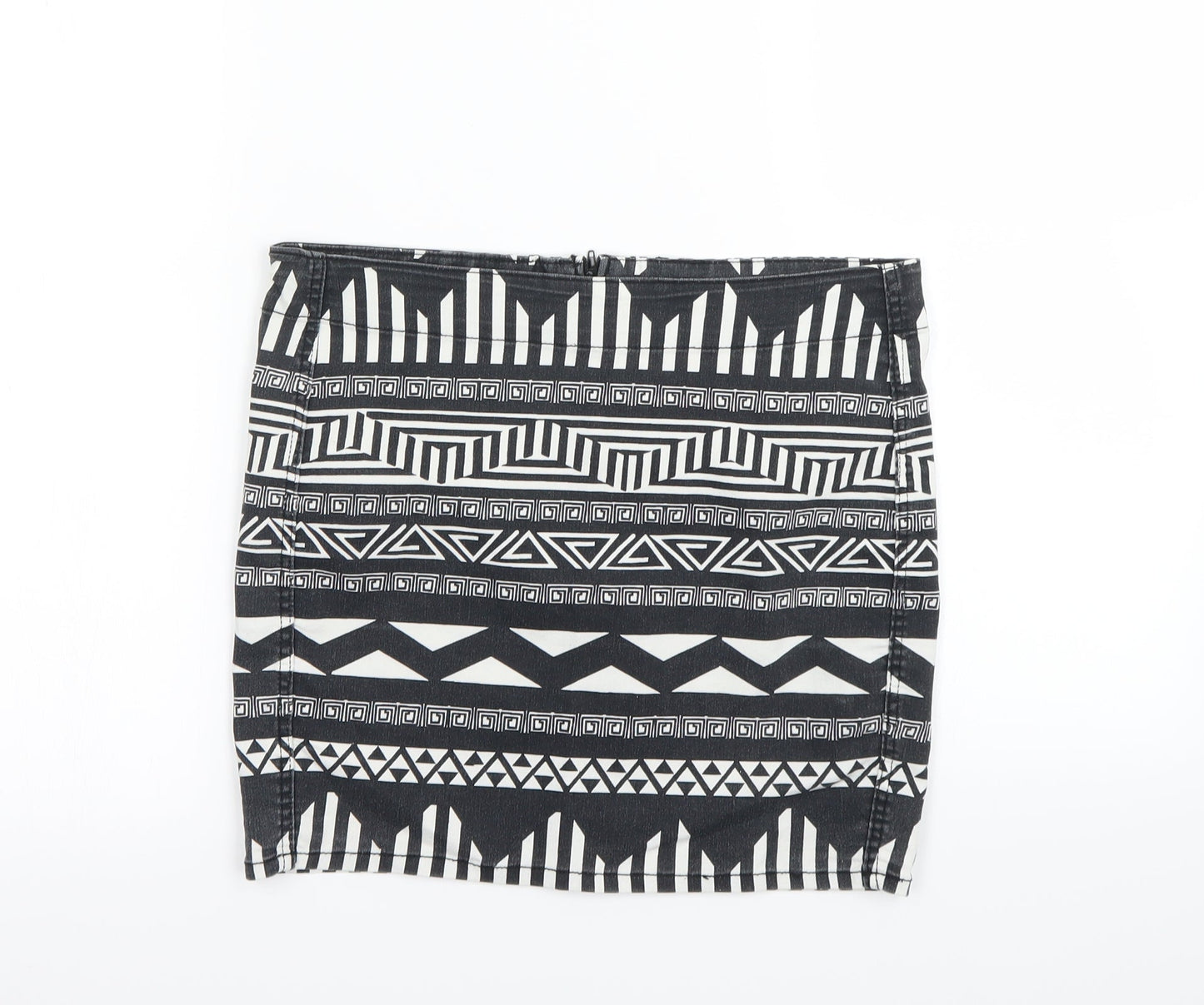 H&M Womens Black Geometric  Mini Skirt Size 8
