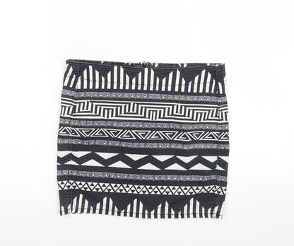H&M Womens Black Geometric  Mini Skirt Size 8