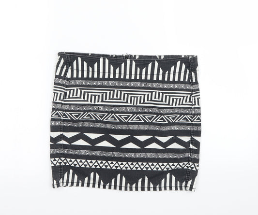 H&M Womens Black Geometric  Mini Skirt Size 8