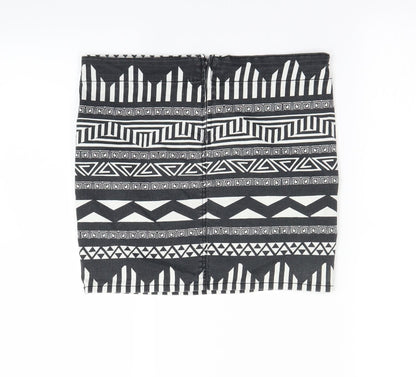 H&M Womens Black Geometric  Mini Skirt Size 8