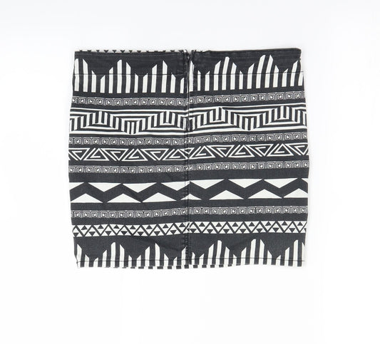H&M Womens Black Geometric  Mini Skirt Size 8