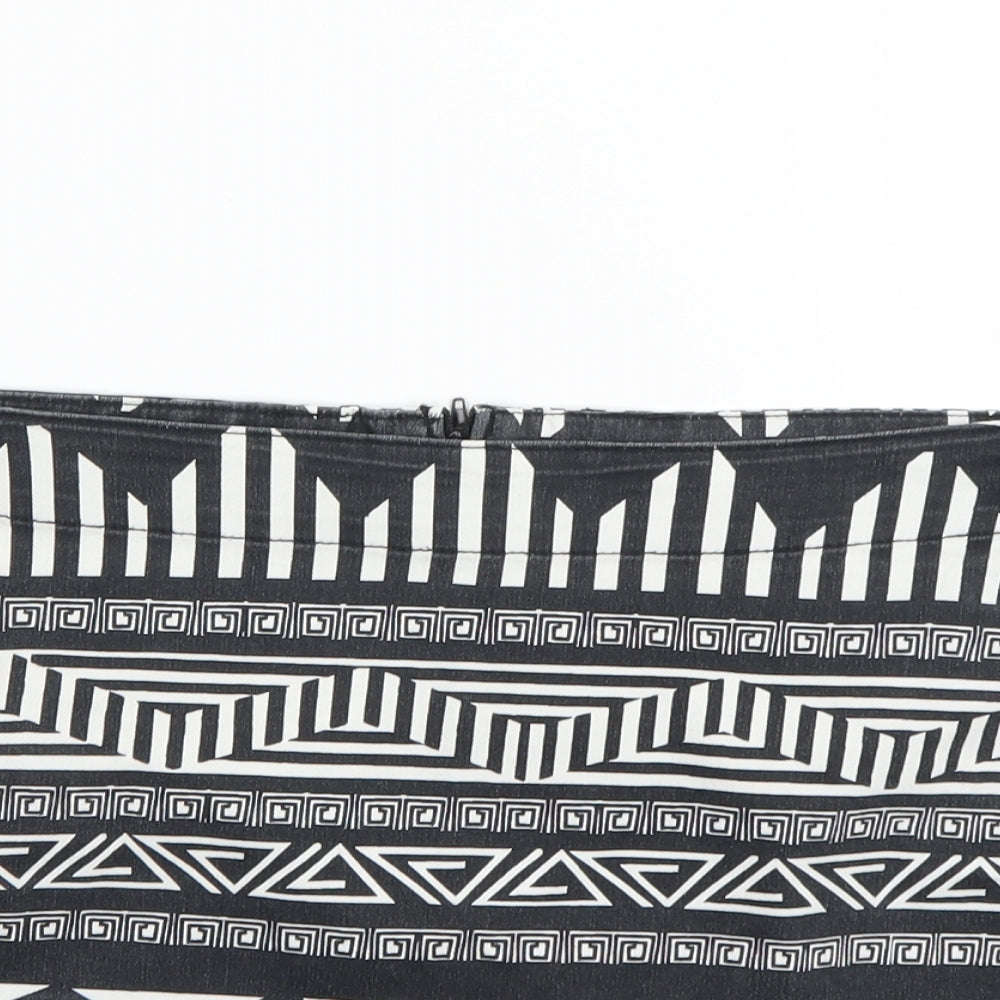 H&M Womens Black Geometric  Mini Skirt Size 8