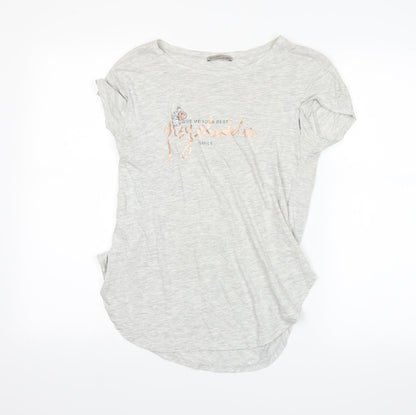 Womens UK Size S Zara Grey Basic T-Shirt