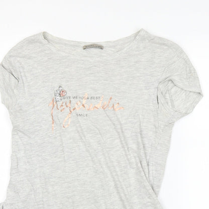 Womens UK Size S Zara Grey Basic T-Shirt