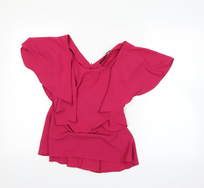 Womens UK Size S Zara Pink Basic T-Shirt
