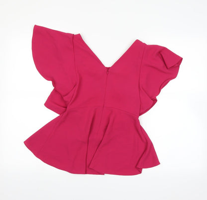 Womens UK Size S Zara Pink Basic T-Shirt