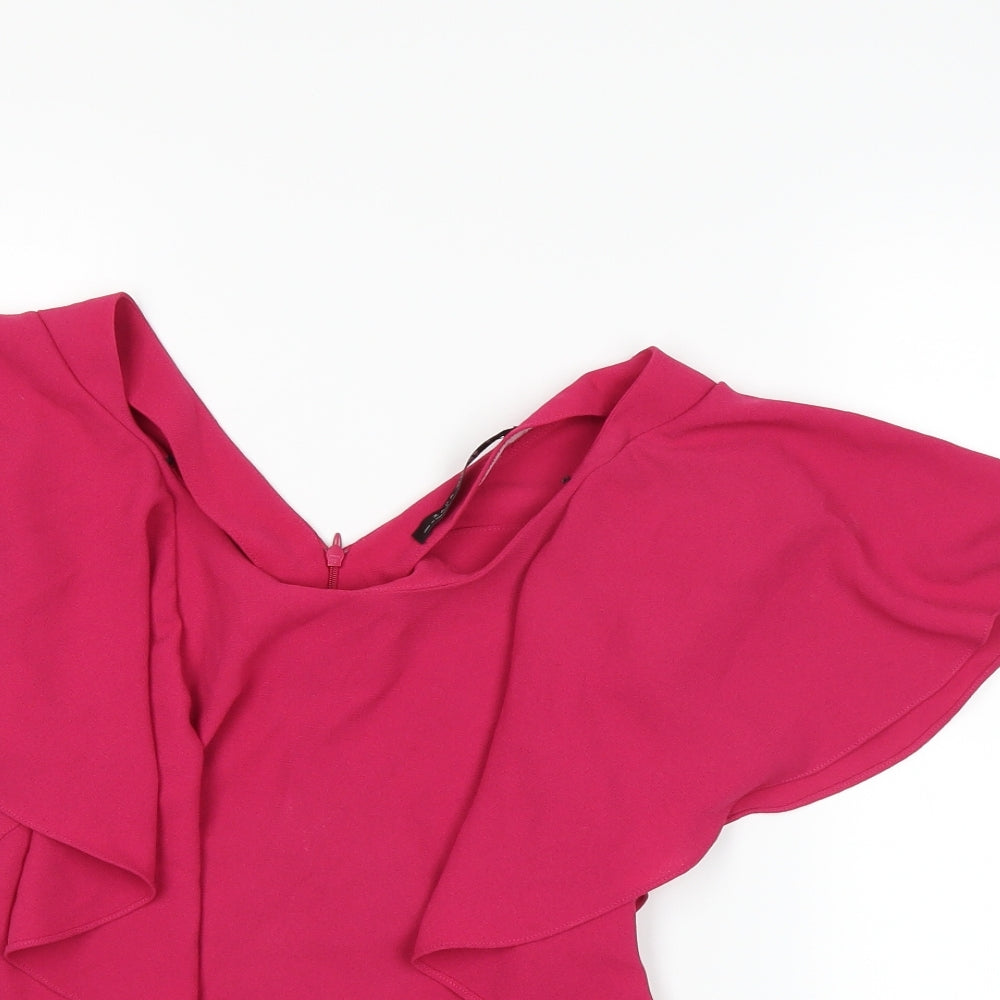 Womens UK Size S Zara Pink Basic T-Shirt