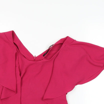 Womens UK Size S Zara Pink Basic T-Shirt