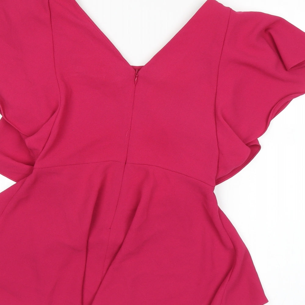Womens UK Size S Zara Pink Basic T-Shirt