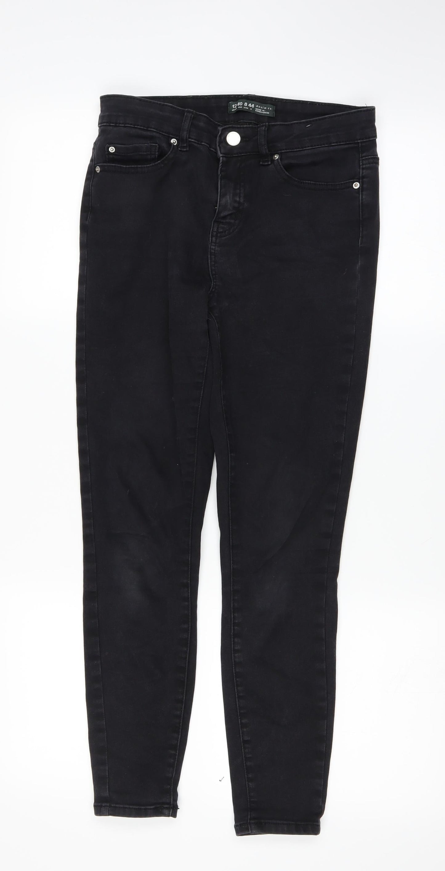 Womens UK Size 12 DENIMCO Regular Fit Skinny Black Jeans