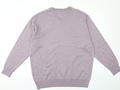 Gabicci Womens Purple Striped Knit Pullover Jumper Size XL