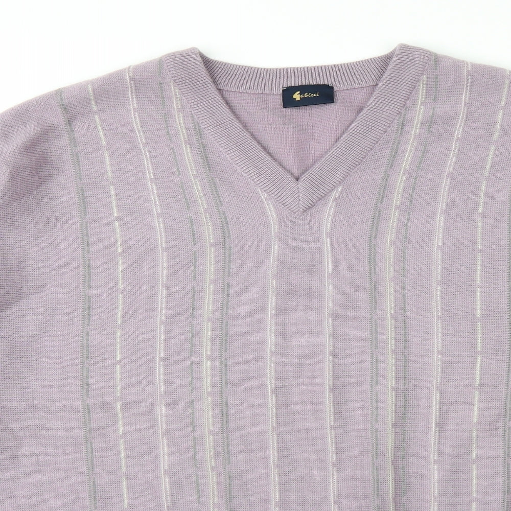 Gabicci Womens Purple Striped Knit Pullover Jumper Size XL