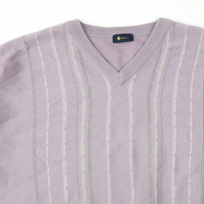 Gabicci Womens Purple Striped Knit Pullover Jumper Size XL