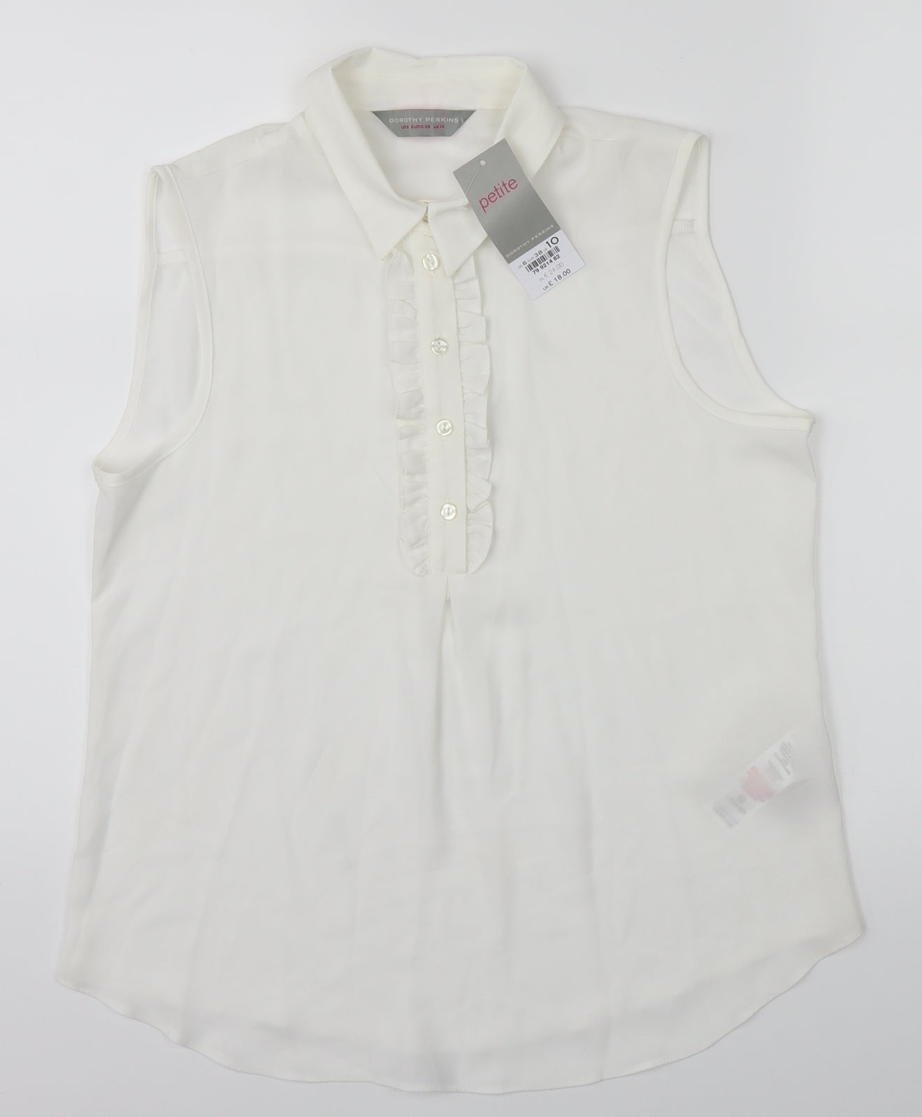 Womens UK Size 10 Dorothy Perkins White Cropped Button-Up