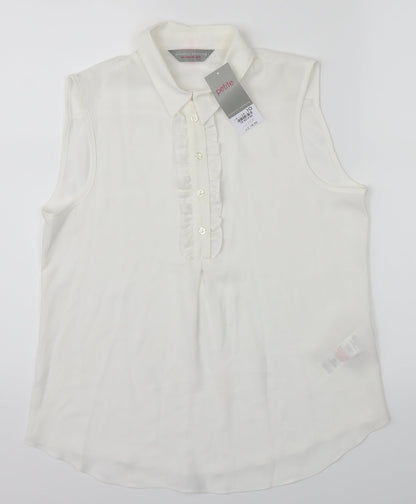 Womens UK Size 10 Dorothy Perkins White Cropped Button-Up