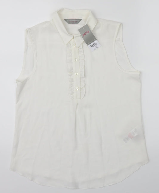 Womens UK Size 10 Dorothy Perkins White Cropped Button-Up
