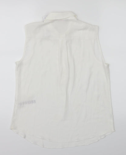 Womens UK Size 10 Dorothy Perkins White Cropped Button-Up