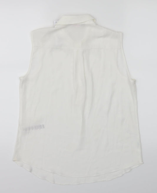 Womens UK Size 10 Dorothy Perkins White Cropped Button-Up