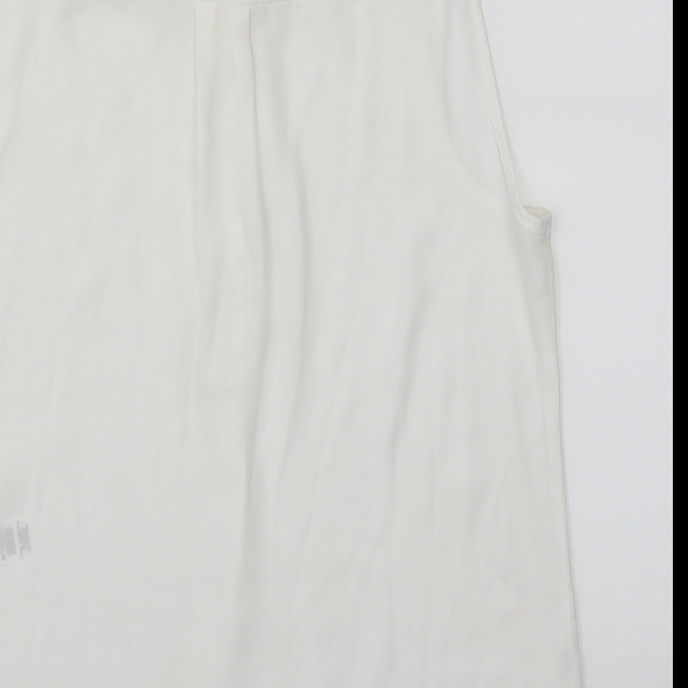 Womens UK Size 10 Dorothy Perkins White Cropped Button-Up