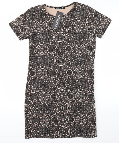 Boohoo Womens Brown Floral  Mini  Size M