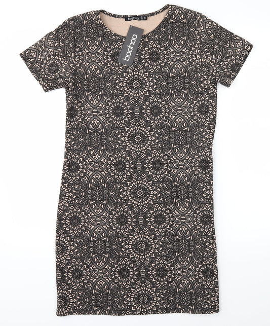 Boohoo Womens Brown Floral  Mini  Size M