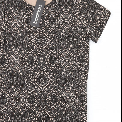 Boohoo Womens Brown Floral  Mini  Size M