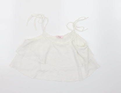 Miss Selfridge Womens White  Chiffon Cropped Tank Size 10