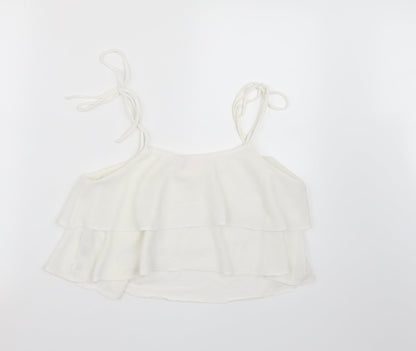 Miss Selfridge Womens White  Chiffon Cropped Tank Size 10