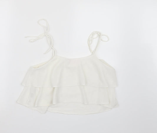 Miss Selfridge Womens White  Chiffon Cropped Tank Size 10