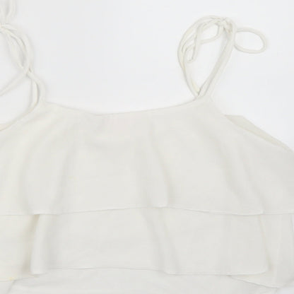 Miss Selfridge Womens White  Chiffon Cropped Tank Size 10