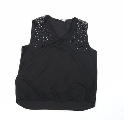 George Womens Black  Chiffon Basic Blouse Size 16
