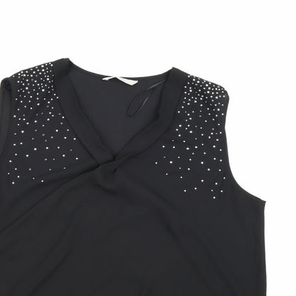 George Womens Black  Chiffon Basic Blouse Size 16